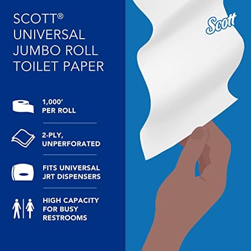 Скот® Тоалетна Хартија Со Висок Капацитет Џамбо Ролна, 2-Слоја, Бела, неперфорирана,