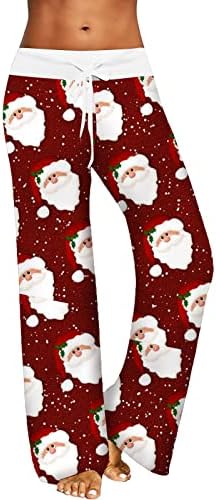 Божиќни панталони за пижами За Жени Панталони Со Цветен Принт Со Среден Струк Удобни Секојдневни Врвки За Влечење Долги Пижами Дневни Панталони
