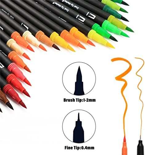 Lxxsh 100/120 бои акварел пенкала Поставете двојна четка за четка за четка за цртање на сликање калиграфија за уметност