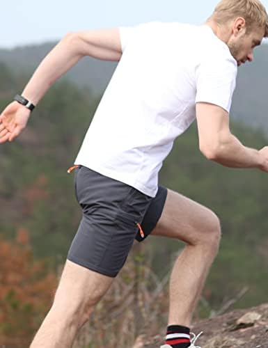 Куенлун Топ машки атлетски шорцеви Брзи суви вежбање салата за салата со џебови за патенти за трчање спортски пешачење 7 инчи