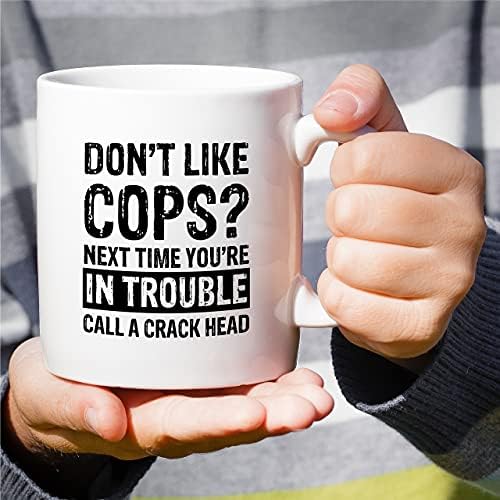 Смешна кригла Ретез - Не сакајте полицајци полициски службеник 11 мл керамички кафе чаши - смешен сарказам саркастична мотивациска инспиративна