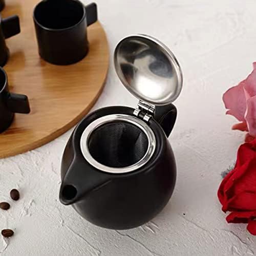 AuxMeware - Мал керамички чајник со инфузер од не'рѓосувачки челик за лабав чај и цветен чај, тенџере со керамички чај отпорен на топлина и чај котел, совршен производите