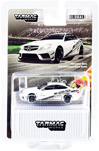 MB C 63 AMG Coupe Black Series White Metallic AMG Resiment Experience 1/64 Diecast Model Car By Tarmac Works T64G-009-DE