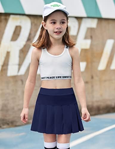 Тениски здолништа на девојчето Аршинер со шорцеви атлетски плетено здолниште на тренингот на тренингот со џебови за деца 4-13Y