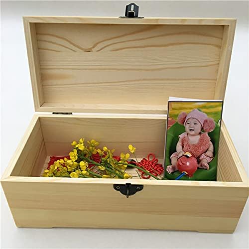 ЕЦИК Гроздобер бор кутија за борови дрва Декоративна занаетчиска кутија Организатор за накит Правоаголна дрвена кутија за складирање со заклучување
