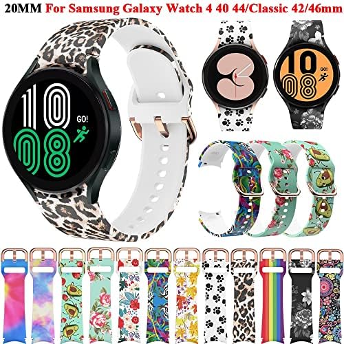 Bneguv 20mm Часовник За Samsung Galaxy Watch 4 40 44mm Класичен 46 42mm Паметен Часовник Ширина 20mm Појас Силиконски Нараквица Рачен Ремен
