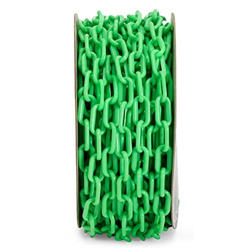 100 стапки Неонски зелен пластичен ланец безбедносна бариера за контрола на толпата, редица, концерти, паркинг