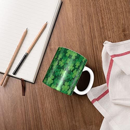 алгоби 11 Мл Детелина-Чаши За Кафе Со Зелен Лист, Бели Керамички Чаши, Чаша За Чај Новина Празник Божиќ Подарок