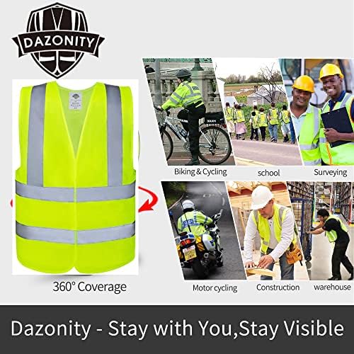 Безбедносни елеци на Dazonity, висока видливост, рефлексивни и HI Vis Strip, за жени жени, работа, велосипедизам, пат, градба