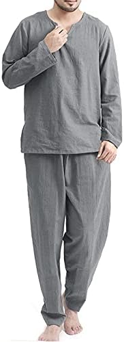 4Zhuzi Машка пижама постави 2 парчиња долги ракави со долги ракави врвови и сетови на дното на дневникот