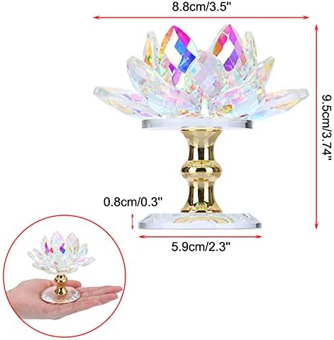 Сопствена миризлива кристална лотос цвет фигурини Декоративен лотос цвет украс со стаклена основа, стаклен лотос фенг шуи декор кристал
