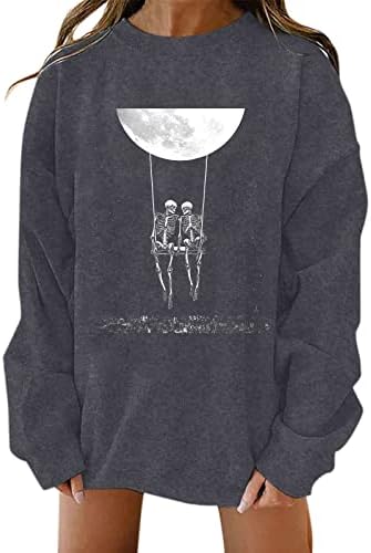 Shenteng Soft Sweatshirts за жени екипаж капка џемпери на рамото пуловер за жени со долг ракав што излегуваат на врвови за жени