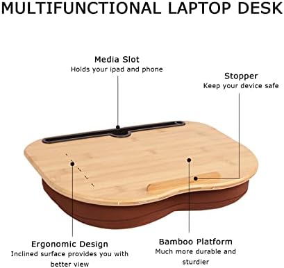 Sumisky lap-табела за лаптоп табела со бамбус платформа држач за перница перница за лепење анти-лизгачки стоп на кревет и софа S