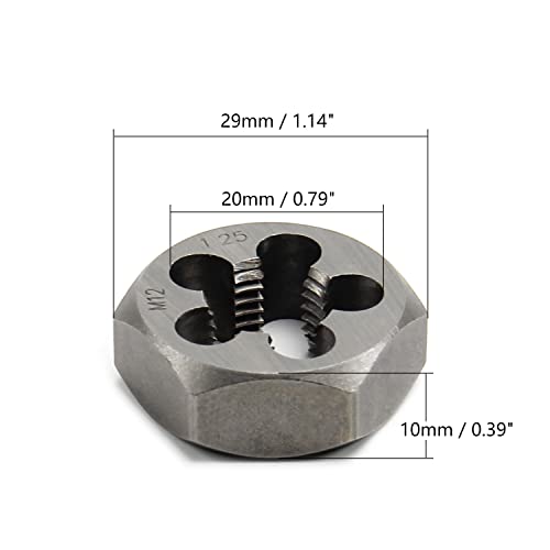 UtoolMart Hex Rethreading Die, UNC M12*1,25 јаглероден челик хексадецимален нишка, умира, хексадецимална машина за умирање