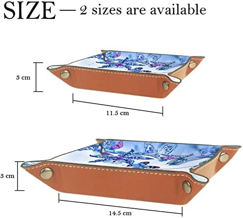 Такаменг Кожа Камериер Послужавник, Цветни Тропски Орхидеи Пеперутка, Кутии За Складирање Коцка Десктоп Складирање Организатор За Паричници