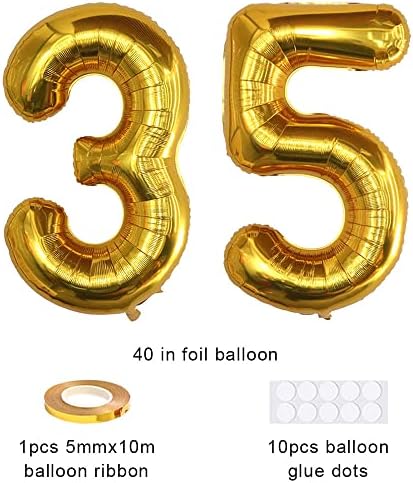 Xihuimay Број 35 Балони 40 инчен Дигитален Балон Азбука 35 Роденден Балони Цифра 35 Хелиум Балони Големи Балони за Роденден Забава Материјали