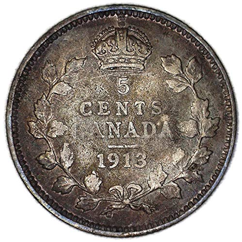 1913 КА Џорџ V СоДЕИ ГРА Канадски КМ 22 Сребро 5 Цент Многу Добар