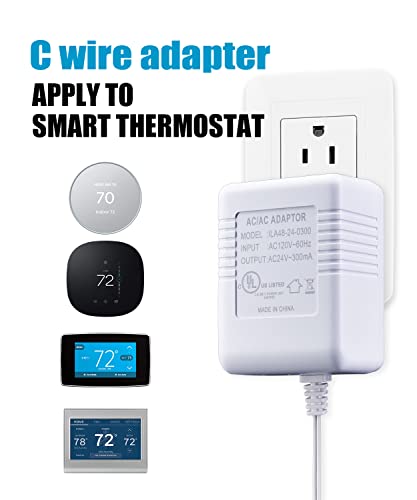Трансформатор од 24 волти, термостат на адаптер C, компатибилен со гнездо, Ecobee, Honeywell Smart Thermostat, Nest Hello, напојување со
