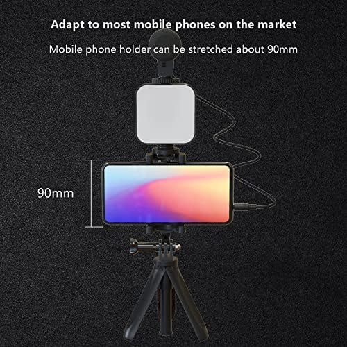 GPURUl RGB Mini Video Light Portable,360°Portable Adjustable Angle Panel Lamp Kit Studio Light with Microphone Tripod Clip,