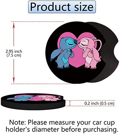 Абсорбента на Cupholder Cupsholder 2 пакет симпатични смешни цртани ликови со срцев дизајн гума Нов автомобилски држач за декорации