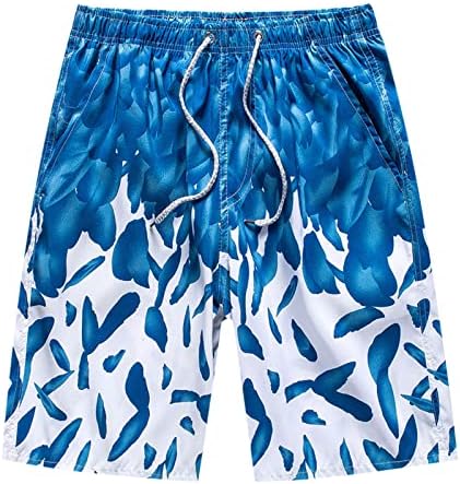 Мажи хавајски шорцеви на плажа Случајни лесни шорцеви за цртање џебови Брзи суви топли панталони сини карирани печатени пливање стебла за пливање