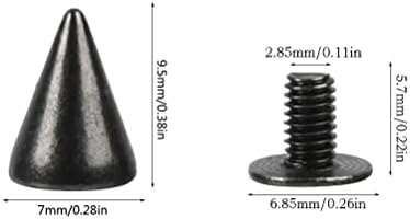 Otymiow 200 сетови 9,5 мм црни шила столпчиња за облека метал куршум конус шила панк шила завртки назад кожа занаетчиски занаетчиски