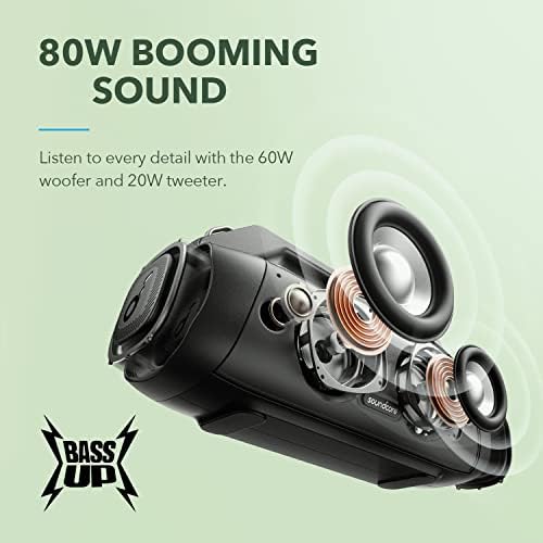 Anker Soundcore Bluetooth Sounder & Anker Soundcore Motion Boom Plus Преносен звучник 80W стерео звук, обичај EQ & Bassup, IP67 водоотпорна, вградена