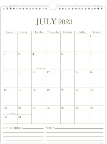 2023-2024 Календар - 18 Месеци Календар од јули 2023 до декември 2024 година, Календар 2023-2024 со Густа Хартија, 12 х 14.5, Вертикален