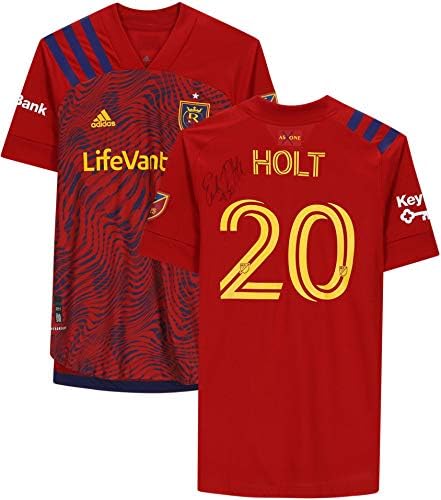 Ерик Холт Реал Солт Лејк Автограмирано совпаѓање на натпреварот 20 Црвен дрес од сезоната на МЛС 2020 година - Автограмирани