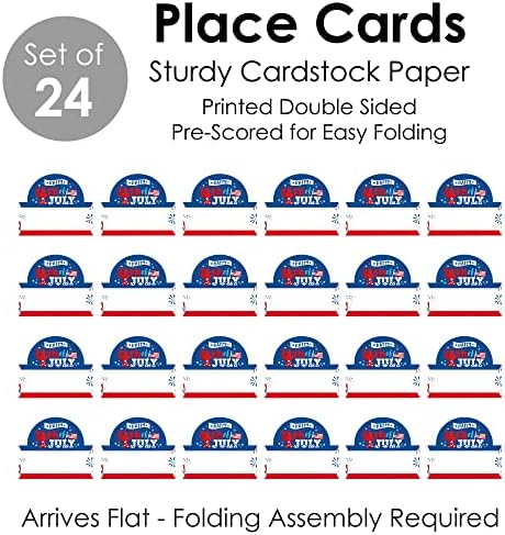 Голема точка на петарда за среќа 4 -ти јули - Црвена, бела и кралска сина партија шатор бифе картичка - табела за поставување картички за