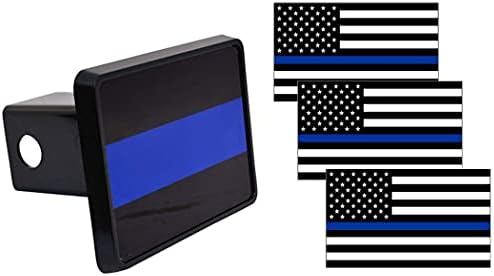Црна и сина тенка сина линија за знамиња за знамиња на приклучокот и знамето на САД, сина линија налепница, пакет на сини животи, комбо