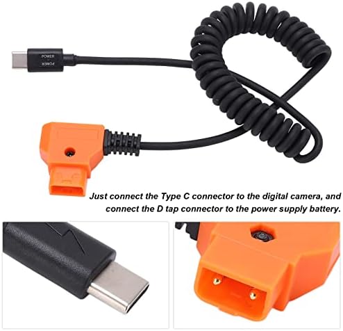ASHATA USB C до D Tap, USB C мобилен телефон таблет уред за да допрете Флексибилен пролетен кабел адаптер конектор за батерија за камера за монтирање