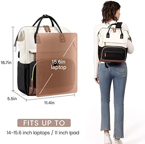 Lavevook лаптоп ранец за жени, 15,6 инчи работни деловни ранец чанта со USB порта, наставници со голем капацитет, медицинска сестра торба,