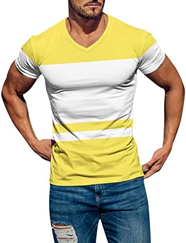 Zdfer Mens кратки ракави мускули маици за крпење во салата за вежбање опремени маички за боди-билдинг, атлетски летни врвови на вратот