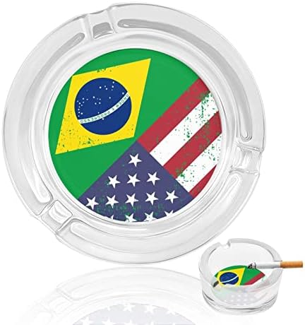 Гроздобер Американски Бразил Знаме Цигара Стакло Пепелници Круг Држач За Пушење Пепел Послужавник За Дома Хотел Маса Врвот Декорација