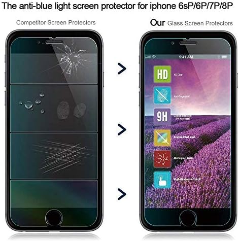 Заштитник На Екранот од калено Стакло iphone 6s плус 6 Плус 7 Плус 8 Плус, Заштитник На Екранот Kione Anti Blue Light [ Заштита На