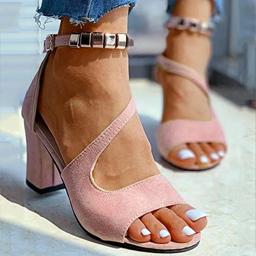 Ајомет клин сандали за жени, женски дебели потпетици на дејства на глуждот, отворени пети со високи потпетици летни летни чевли