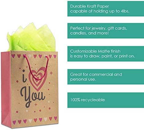 96-Пакувајте Преклопливи Торби За Подароци Од Крафт Хартија Со Рачки За Годишнина, Подароци За Денот На Вљубените, Малопродажба од Страна На Момците