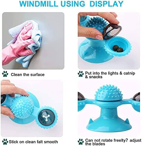 Krupasadhya Windmill Cat Toy Toytable Teing Teing Interactive Interactive Chew играчка со LED Catnip топка Смешни мачиња играчки мачки мачки за коса четка за масажа на масажа за гребење на играчка со вшмук