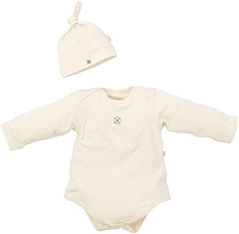 Mimi Gots сертифицирана органска памучна капа за бебиња, Beanie новороденче, меко плетено капа | Природна боја, без изветвена, без обоена, хемикалии - бесплатни, 3-6 месеци но