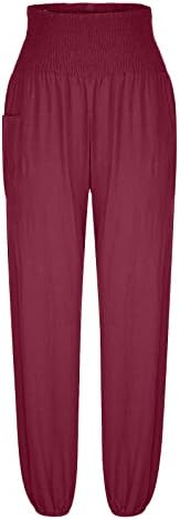 Женски високи половини панталони со широки нозе се протегаат џемпери мода 2023 постелнина целокупна џогерска тренингот јога хеланки пандери