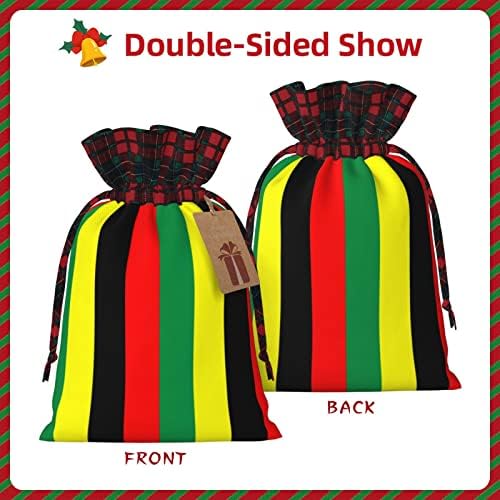 Божиќни Торби За Подароци Со Врвки Раста-Јамајка-Рага Бафало Карирана Торба За Влечење Забава Ги Фаворизира Чантите