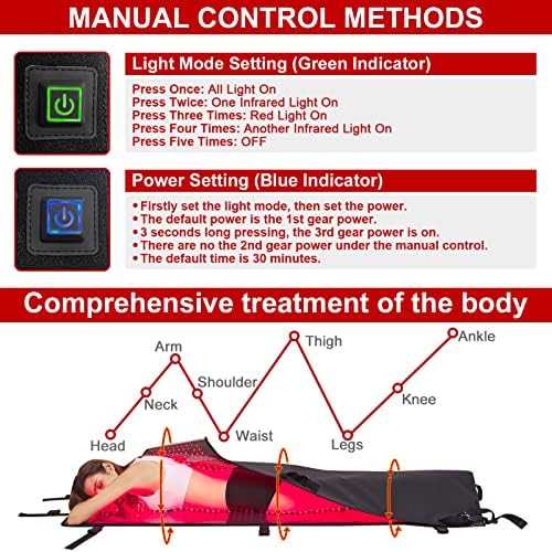 2 ПАРЧИЊА Црвена&засилувач;Инфрацрвена Светлина Терапија За Целото Тело Заврши, Моќен 660nm Црвено светло&засилувач; 850nm Инфрацрвена