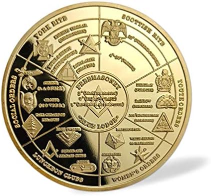 Масонски Предизвик Монета Позлатена За Масонска Монета 3д Дизајн СО Куќиште