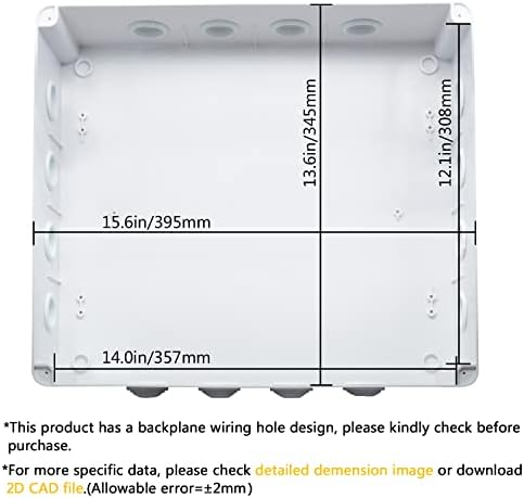 Лемотех АБС Пластика Отпорна На Прашина Водоотпорна Разводна Кутија IP65 Универзално Електрично Куќиште За Проект Бело 15,7 x 13,8 x 4,7 инчи
