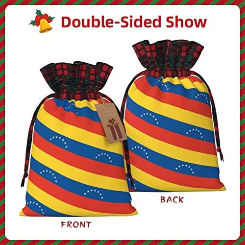 Божиќни Торби За Подароци Со Врвки За Влечење Венецуела-Знаме-Шема Бафало Карирана Торба За Влечење Забава Ги Фаворизира Чантите
