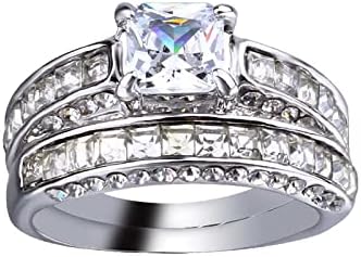 2023 Нови прстени Вклучени циркон белци Дијамантски прстени двојки ringsенски прстен