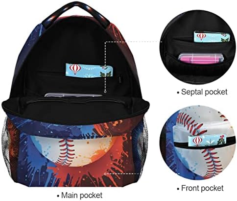 Бејзбол Печатење Детски Ранец, Црвени И Сини Детски Ранци Чанти За Книги Основно Дете Училишни Чанти Патни Торби За Момчиња Девојчиња