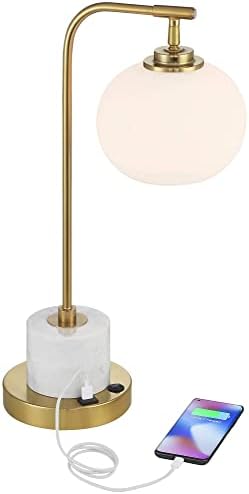 POSSINI EURO дизајн Баркли модерна биро за ламба со USB порта за полнење 23 Високо топло злато бело мермер замрзнато стакло светло сенка за спална соба за дневна соба за дне