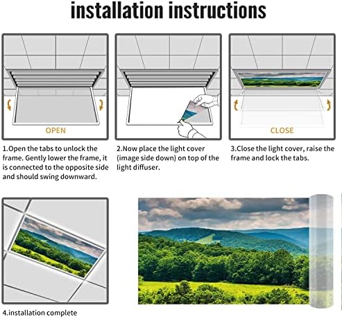 Флуоресцентни Светлосни Капаци За Тавански Дифузни Панели-Пејзажна Шема - Флуоресцентни Светлосни Капаци за Канцеларија во Училница-2ft